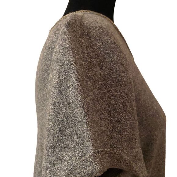 Ann Taylor LOFT Casual Gray Short Sleeve Sheath Dress with Metallic Trimmed Coll - Picture 6 of 12